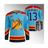 Men's Florida Panthers #13 Sam Reinhart Blue 2023 Stanley Cup Final Reverse Retro Stitched Jersey