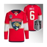 Men's Florida Panthers #6 Colin White Red 2023 Stanley Cup Final Stitched Jersey