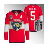 Men's Florida Panthers #5 Aaron Ekblad Red 2023 Stanley Cup Final Stitched Jersey