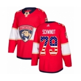 Men's Florida Panthers #79 Cole Schwindt Authentic Red USA Flag Fashion Hockey Jersey