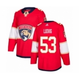 Men's Florida Panthers #53 John Ludvig Authentic Red Home Hockey Jersey