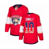Men's Florida Panthers #10 Brett Connolly Authentic Red USA Flag Fashion Hockey Jersey