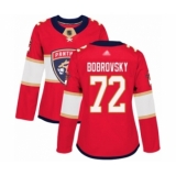 Women's Florida Panthers #72 Sergei Bobrovsky Authentic Red Home Hockey Jersey