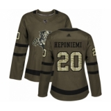 Women's Florida Panthers #20 Aleksi Heponiemi Authentic Green Salute to Service Hockey Jersey