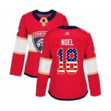 Women's Florida Panthers #18 Serron Noel Authentic Red USA Flag Fashion Hockey Jersey