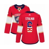 Women's Florida Panthers #6 Anton Stralman Authentic Red USA Flag Fashion Hockey Jersey