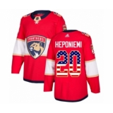 Youth Florida Panthers #20 Aleksi Heponiemi Authentic Red USA Flag Fashion Hockey Jersey