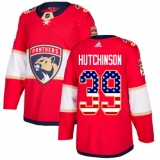 Men's Adidas Florida Panthers #39 Michael Hutchinson Authentic Red USA Flag Fashion NHL Jersey