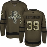 Men's Adidas Florida Panthers #39 Michael Hutchinson Premier Green Salute to Service NHL Jersey