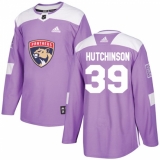 Men's Adidas Florida Panthers #39 Michael Hutchinson Authentic Purple Fights Cancer Practice NHL Jersey