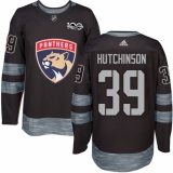 Men's Adidas Florida Panthers #39 Michael Hutchinson Authentic Black 1917-2017 100th Anniversary NHL Jersey