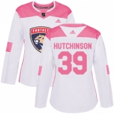 Women's Adidas Florida Panthers #39 Michael Hutchinson Authentic White Pink Fashion NHL Jersey
