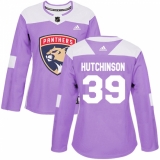 Women's Adidas Florida Panthers #39 Michael Hutchinson Authentic Purple Fights Cancer Practice NHL Jersey