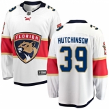 Youth Florida Panthers #39 Michael Hutchinson Authentic White Away Fanatics Branded Breakaway NHL Jersey