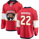 Youth Florida Panthers #22 Troy Brouwer Authentic Red Home Fanatics Branded Breakaway NHL Jersey