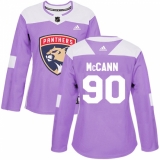 Women's Adidas Florida Panthers #90 Jared McCann Authentic Purple Fights Cancer Practice NHL Jersey