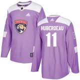 Youth Adidas Florida Panthers #11 Jonathan Huberdeau Authentic Purple Fights Cancer Practice NHL Jersey
