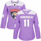 Women's Adidas Florida Panthers #11 Jonathan Huberdeau Authentic Purple Fights Cancer Practice NHL Jersey