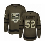 Men's Los Angeles Kings #52 Arthur Kaliyev Authentic Green Salute to Service Hockey Jersey
