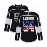 Women's Los Angeles Kings #54 Tobias Bjornfot Authentic Black USA Flag Fashion Hockey Jersey