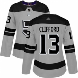 Women's Adidas Los Angeles Kings #13 Kyle Clifford Authentic Gray Alternate NHL Jersey