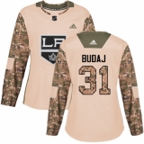 Women's Adidas Los Angeles Kings #31 Peter Budaj Authentic Camo Veterans Day Practice NHL Jersey