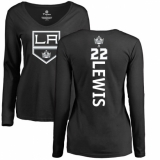 NHL Women's Adidas Los Angeles Kings #22 Trevor Lewis Black Backer Long Sleeve T-Shirt