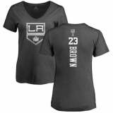 NHL Women's Adidas Los Angeles Kings #23 Dustin Brown Charcoal One Color Backer T-Shirt