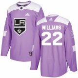 Men's Adidas Los Angeles Kings #22 Tiger Williams Authentic Purple Fights Cancer Practice NHL Jersey