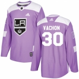 Men's Adidas Los Angeles Kings #30 Rogie Vachon Authentic Purple Fights Cancer Practice NHL Jersey