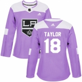 Women's Adidas Los Angeles Kings #18 Dave Taylor Authentic Purple Fights Cancer Practice NHL Jersey
