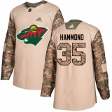 Youth Adidas Minnesota Wild #35 Andrew Hammond Authentic Camo Veterans Day Practice NHL Jersey