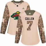 Women's Adidas Minnesota Wild #7 Matt Cullen Authentic Camo Veterans Day Practice NHL Jersey