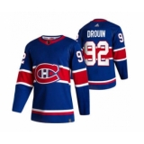 Men's Montreal Canadiens #92 Jonathan Drouin Blue 2020-21 Reverse Retro Alternate Hockey Jersey