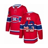 Men's Montreal Canadiens #43 Jordan Weal Authentic Red USA Flag Fashion Hockey Jersey