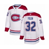 Men's Montreal Canadiens #32 Christian Folin Authentic White Away Hockey Jersey