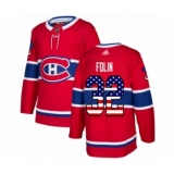 Men's Montreal Canadiens #32 Christian Folin Authentic Red USA Flag Fashion Hockey Jersey