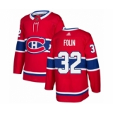 Men's Montreal Canadiens #32 Christian Folin Authentic Red Home Hockey Jersey