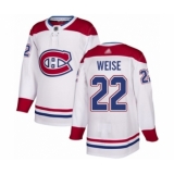 Men's Montreal Canadiens #22 Dale Weise Authentic White Away Hockey Jersey