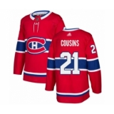 Men's Montreal Canadiens #21 Nick Cousins Authentic Red Home Hockey Jersey