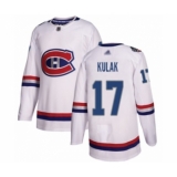Men's Montreal Canadiens #17 Brett Kulak Authentic White 2017 100 Classic Hockey Jersey