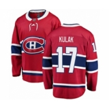 Men's Montreal Canadiens #17 Brett Kulak Authentic Red Home Fanatics Branded Breakaway Hockey Jersey