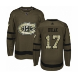 Men's Montreal Canadiens #17 Brett Kulak Authentic Green Salute to Service Hockey Jersey