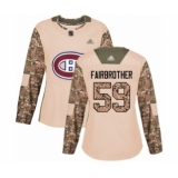 Women's Montreal Canadiens #59 Gianni Fairbrother Authentic Camo Veterans Day Practice Hockey Jersey