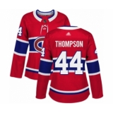Women's Montreal Canadiens #44 Nate Thompson Authentic Red Home Hockey Jersey