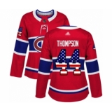 Women's Montreal Canadiens #44 Nate Thompson Authentic Red USA Flag Fashion Hockey Jersey
