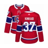 Women's Montreal Canadiens #37 Keith Kinkaid Authentic Red Home Hockey Jersey