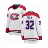 Women's Montreal Canadiens #32 Christian Folin Authentic White Away Fanatics Branded Breakaway Hockey Jersey