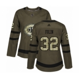 Women's Montreal Canadiens #32 Christian Folin Authentic Green Salute to Service Hockey Jersey