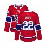 Women's Montreal Canadiens #22 Dale Weise Authentic Red Home Hockey Jersey